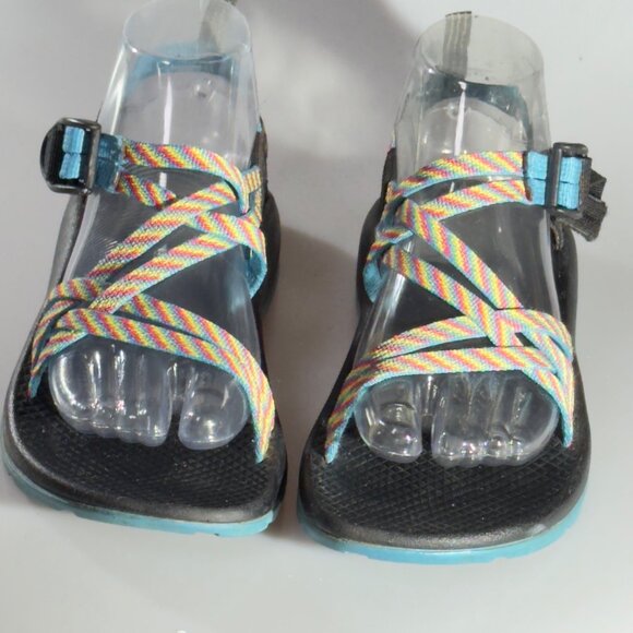 CHACO Kid's Juniors Z/Cloud Sandals Adjustable Straps Vibrant Pattern Size 5 - Picture 11 of 13